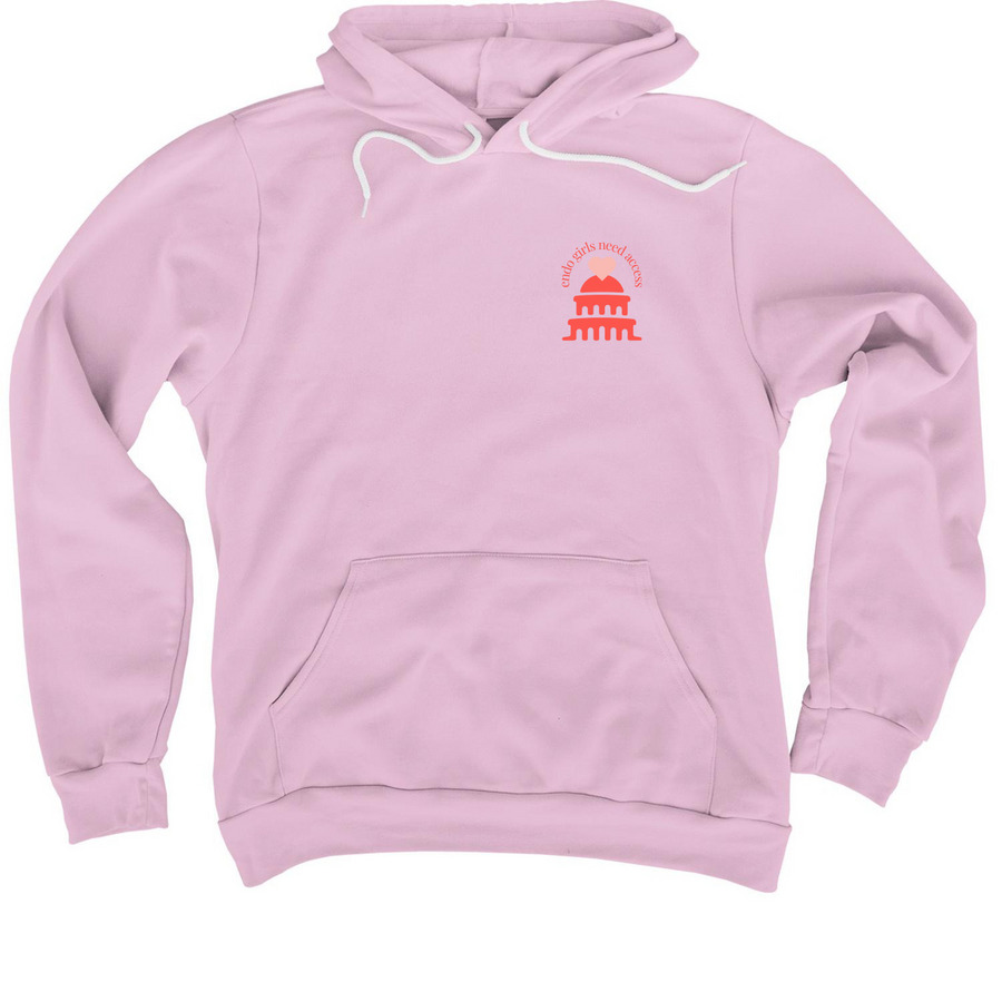 Endo Girls Need Access hoodie in pink with white drawstrings